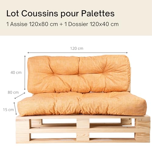 Coussins palette 120x80 déperlants confort terrasse bananair