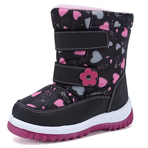 CIOR Winter Snow Boots for Boy and Girl Outdoor Waterproof with Fur Lined(Toddler/Little Kids)