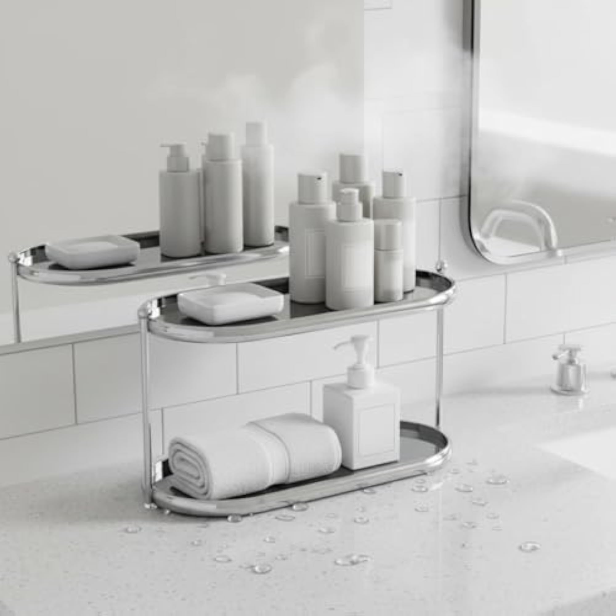 Double Layer Acrylic Vanity Shelf Space Saving Makeup Display