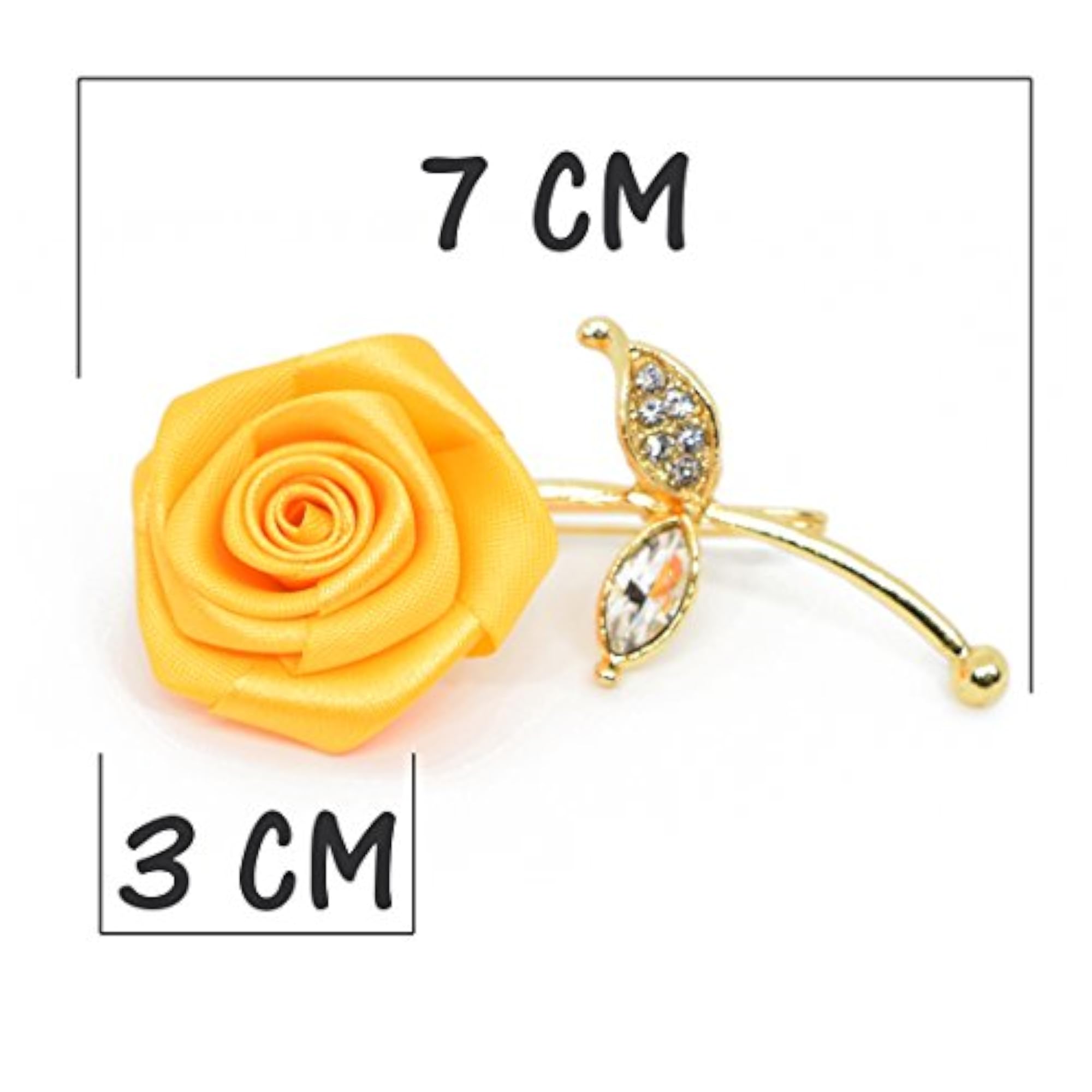 Handmade Yellow Rose Golden Leaf Lapel Brooch, Wedding