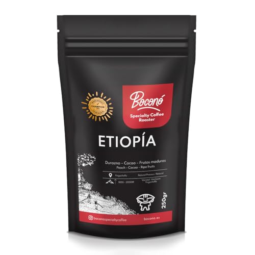 Boconó Specialty Coffee. Café de especialidad en grano 250g Origen Etiopía. Tueste Medio Artesano. Proceso Lavado. Café Grano Arábica para V60, chemex, cold brew. Coffee Beans