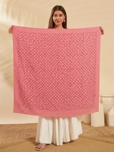 Image of Ravaiyaa - Attitude is everything Sanganer Hand Block Printed Scarves Pure Cotton Scarf Square Hijab Dupatta 40 inch X 40 inch Inch