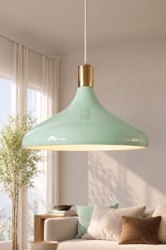 Nova Golden Aparatlı Sarkıt Avize 35 cm, Gold Aksesuarlı Metal Tavan Lambası – Yemek Masası, Mutfak Adası ve Salon Aydınlatması - Mint Yeşili