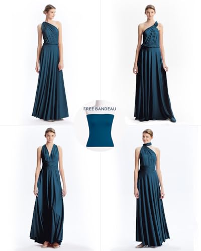 Image of Multi-Way Wrap Infinity Maxi Dress for Bridesmaids & Wedding Guest | 31 Colors for All Wedding Themes, One Size & Plus, 1 Dress for Any Events, Evening, Prom, Gala, Non-See-Through, Wrinkle-Free