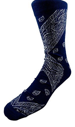 New! Bandana Crew Socks - Multiple Colors Available (Navy Blue)