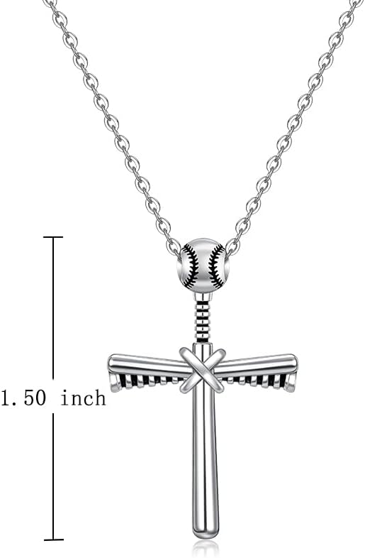 Baseball Necklace for Men Women Sterling Silver Baseball Cross Necklaces Softball Cross Sports Pendant Jewelry Gifts - Image 2