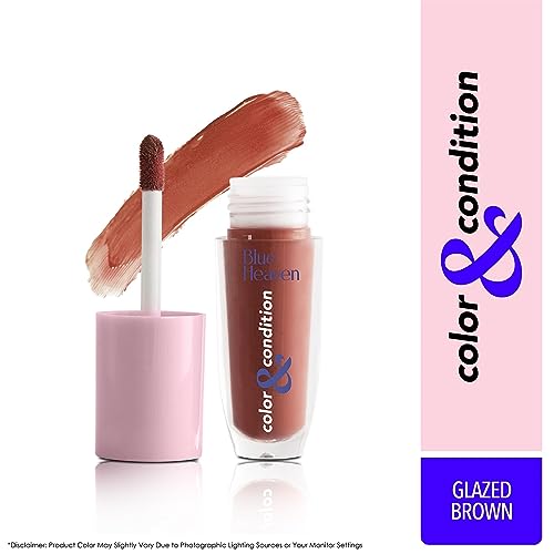 Image of Blue Heaven Color & Condition tinted lip oil for women, lip gloss infused with Cranberry, Raspberry & Hazelnut oil, Hydrating & Softening - Glazed Brown, 4.2ml