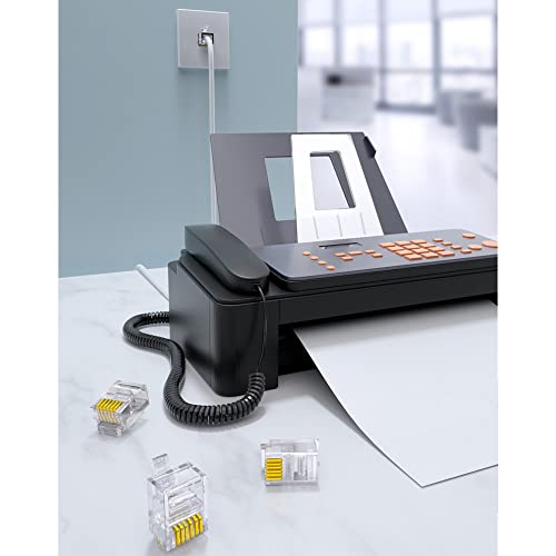 Image of 100 Pcs RJ11 RJ12 6P6C Telephone Connectors, RJ11 RJ12 6P6C Telephone Modular Plugs