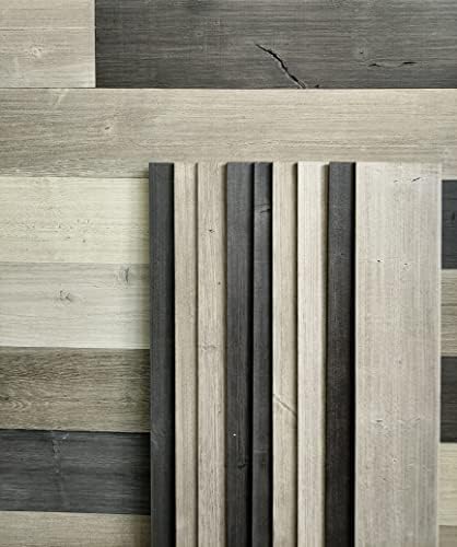 COLAMO 10 tablones de madera de pino real de mezcla gris, para pegar en paneles de madera para pared, tablones de pared autoadhesivos para sala de