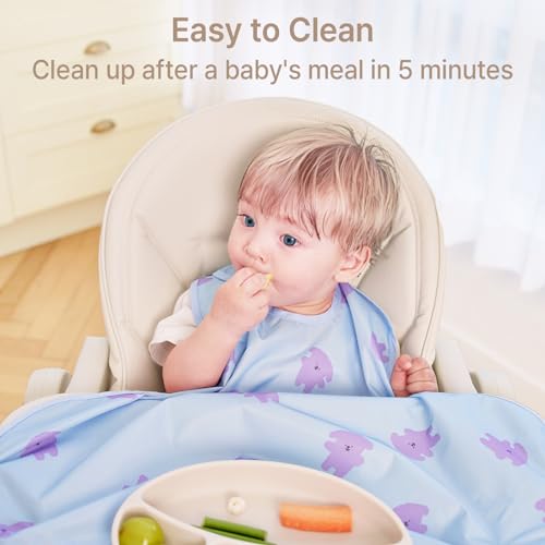 All-in-one Coverall Baby Feeding Bibs, Sleeveless, Suction plates compatible BLW Bibs Covers baby and high chair2