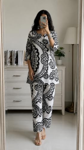 Image of RANGRIKA.in Co-ord Set for Women Stylish | Kurta Set for | Short Kurti with Palazzo | Ethnic Jaipuri Kurti Set | Kurti Palazzo Set | Salwar Suit