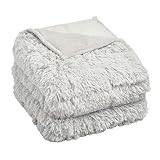 Sienna Fluffy Long Fleece Shaggy Soft Fleece Sensory Adults Weighted Blanket Reversible Sleep Throw - Silver, 150 x 200cm - 8kg (Disclaimer:Only suitable for age 3+years)
