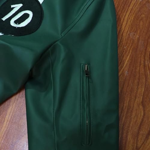 Image of Green Alien Swarn Tennyson Ben - Ten Jacket Faux Leather Green and White Biker Jacket For Men