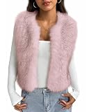 BTFBM Faux Fur Vest Women Fall Fashion 2026 Sleeveless Fuzzy Jacket Fluffy Coats Winter Clothing Furry Outerwear Vests(Pink, Small)