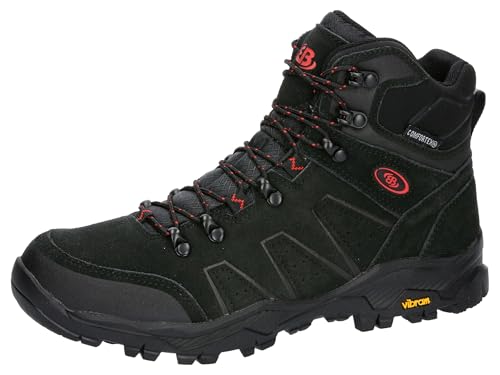 Brütting Monte Princeton, Botas de Trekking Hombre, Negro Rojo, 45 EU