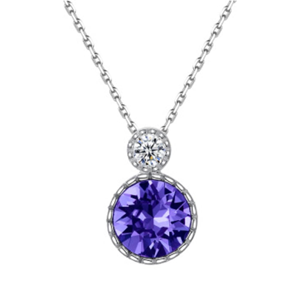 Sterling Silber Ozean Blau Kristall Halskette Funkelnde Diamant geschnittene Anhänger Halsketten Infinity Charm Hecketemperament Schmuck Geschenke für Frauen Freundin Mädchen Mädchen