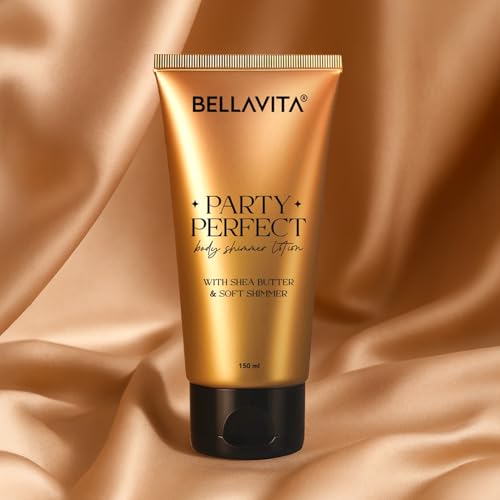 Image of BELLAVITA Party Perfect Body Shimmer Lotion | Instant 3D Glow | Party-Ready Sheen | Butter-Rich Deep Hydration | Lightweight & Non-Sticky | 150ml