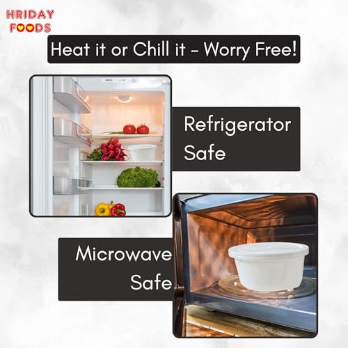 Image of Hriday Foods 250ml White Round Disposable Food Containers with Airtight Lids, Set of 25, Microwave Safe, Leak Proof, BPA Free, Ideal for Meal Prep, Takeaway & Food Delivery
