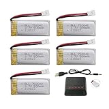 5つの3.7V 500mAhリチウムバッテリー、1充5充電器1個、無人機4軸旋回機JJRC H31 H37 H6D Hubsan X4 FPV H107C H107D H107L H107P H108 JXD392 JXD388 JXD385 UDI U816A SYMA X5C X5SW HS170 HS170C TR-C385 TR-P51 TR-F22