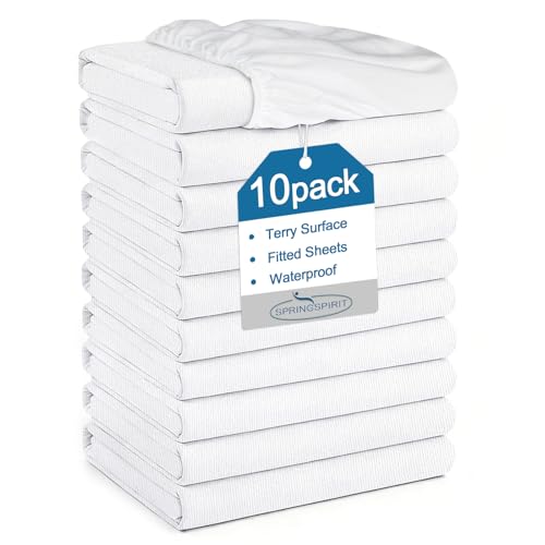 Image of 10 Pack Mattress Protector Twin Waterproof Mattress Topper Pad Cover Bed Sheets Fitted up - 14 inch Soft & Breathable Terry, Noiseless & Machine Washable Mattress Protector