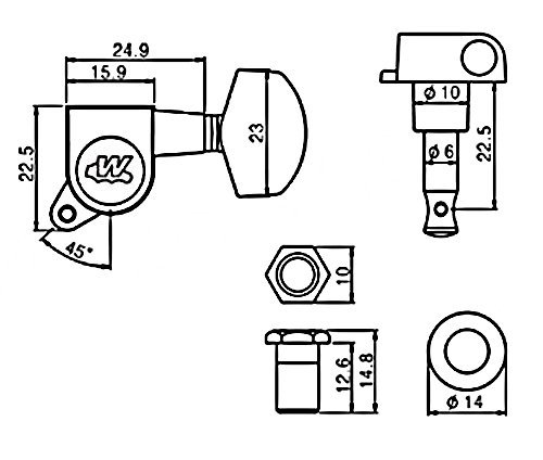 Wilkinson mécaniques Tuners/wj01 3-a-side côté plat pour guitare acoustique Epiphone Les Paul, Sg, ES EZ-LOK Post chrome - Les Beatles, Paul McCartney, John Lennon, RIngo Starr, George Harrison Wilkinson mécaniques Tuners/wj01 3-a-side côté plat pour guitare acoustique Epiphone Les Paul, Sg, ES EZ-LOK Post chrome – Image 3
