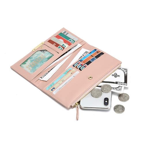 Women's Long Zipper Wallet Pu Material Multi-Card Slots Coin Purse Ultra-Thin Two-Fold Wallet Fashionable Solid Color Clutch Bag3