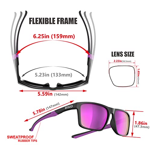 Eazyrun Er00 P1A Hd Square Purple Polarized Hiking Sunglasses For Women, Fishing Running Cycling Driving Golf Pickleball Beach Gifts And Outdoor Sports #TOP2