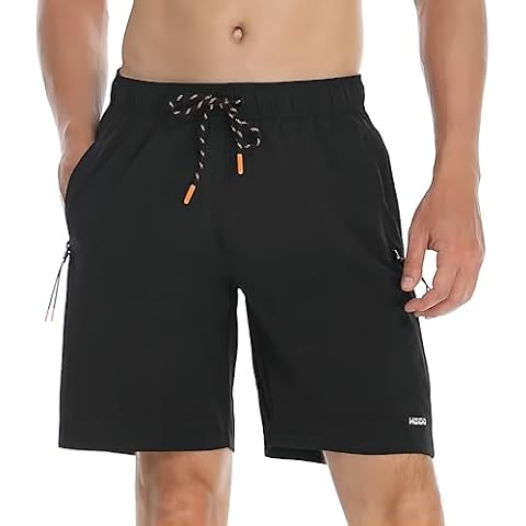 HODOSPORTS Mens No Liner Swim Trunks Quick-Dry with Zipper Pockets Black Cover
