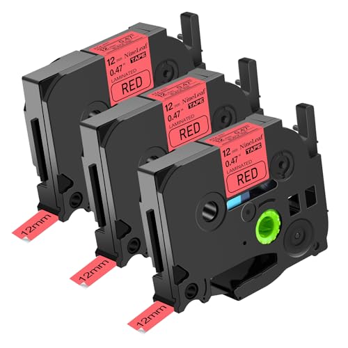 NineLeaf 3 Pack Replace TZe-431 TZe 431 TZ-431 12mm 0.47 Laminated Label Tape Black on Red Compatible for Brother P-Touch Label Maker PT-D210 PT-H110 PT-H100 PT-D400AD PTD600 PT-1890 1/2" x 26.2' 8m