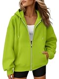 EFAN Women Zip Up Hoodies Oversized Sweatshirt Jacket 2025 Fall Fleece Cute Pullover Hooded Tops Teen Girls Casual Loose Fit Y2k Trendy Fashion Gym Clothes Outfits Neon Green M