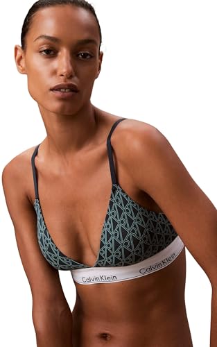 Calvin Klein Damen Triangel BH Lightly Lined mit Logobund, Grün (Bijou Modern Emblem Outline+Stratif), XL – Ansicht 3