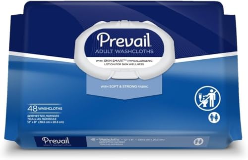 Prevail Soft Pack Adult Washcloths - Unisex Adult Incontinence Wipes - Disposable Adult Wipes for Men & Women - 12