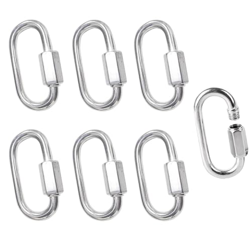 Bamyli Mousqueton INOX,Lot de 6 Maillons Rapides en Acier Inoxydable 304, M4/0.16 avec Capacité de Charge, pour Escalade, Camping, Randonnée et Travail