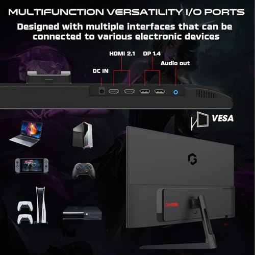 GAMEON 27” IPS Gaming Monitor – QHD 2K 2560x1440, 180Hz Refresh Rate, 0.5ms Response Time, HDMI 2.1 Port, FreeSync G-Sync Compatible, HDR Ready, Console & PC Gaming Ready, GOPS27QHD180IPS - Black