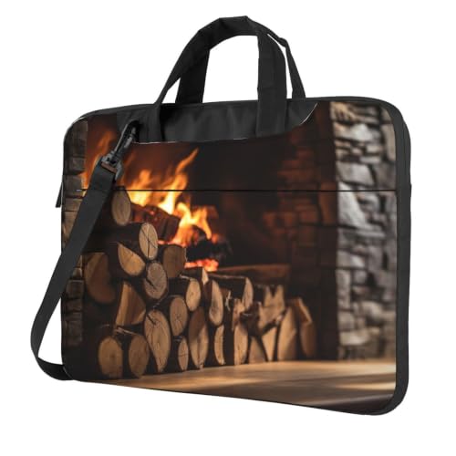 Funda para portátil 15.6 a prueba de golpes con diseño de madera en la chimenea