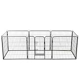 vidaXL Dog Playpen with 8 Panels 80x80 cm - Versatile and Secure Indoor/Outdoor Play Paradise - Durable Powder-Coated Steel - Easy to Assemble - Black
