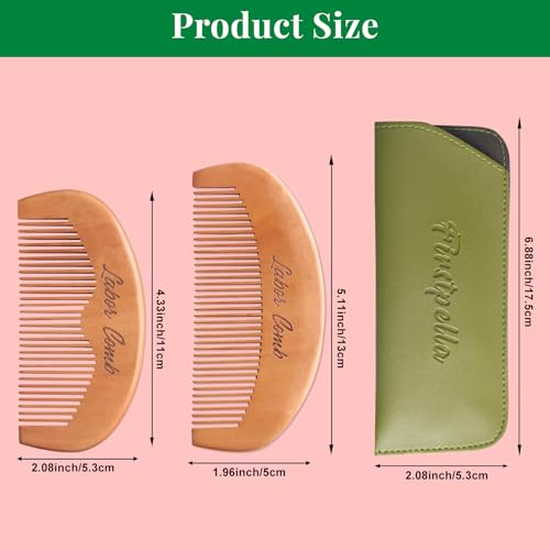 Peine para parto de madera natural 2 piezas miniatura 2