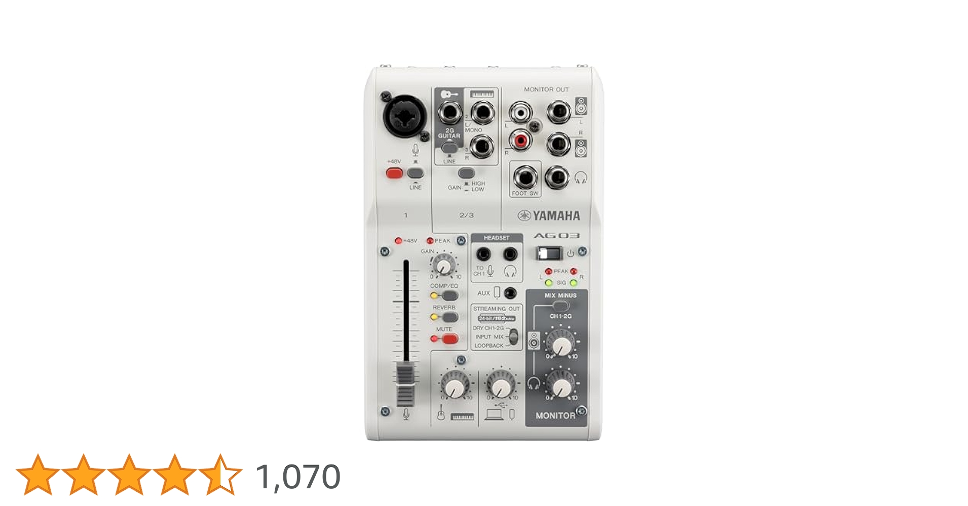 YAMAHA AG03MK2 LiveStreaming Mixer ホワイト AG03MK2 3-Channel Loopback Audio USB Mixer - Yamaha USA