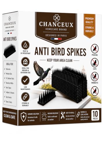 Image of Paris Designed Anti Bird Plastic Spikes Black (10 pcs Set) for AC Balconies Window Home Protection from Pigeon Dog Monkey Crow Kabootar - kabutar Control Scare Repellent Balcony Railing