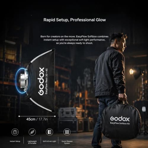 1-Second Quick Setup Portable Softbox with Bowens Mount, Professional Lighting Modifier with Grid & Diffuser for Camera Photography, YouTube, Video, Portrait and Studio(softbox 12x18) - image 5