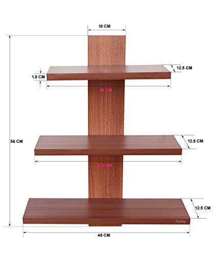 Image of Captiver Engineered Wood Wall Mounted Home Decor Shelf Batten Tier 3 (Matte,Teak) II for Living Study Dining Room Bathroom Kitchen Library Office Tv Organizer Bedroom