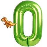Green Number 0 Balloon 40 Inch & Mini Dinosaur Balloon for Kids Birthday Party Decorations, Number 1