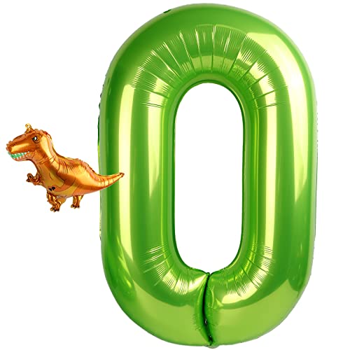 Green Number 0 Balloon 40 Inch & Mini Dinosaur Balloon For Kids Birthday Party Decorations, Number 10 Balloons Dinosaur Birthday Party Supplies, Jungle Safari Wild World Themed Party Decor #TOP8