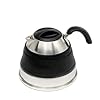 Zusammenklappbarer 1,5-Liter-Wasserkocher aus Silikon – Camping-Teekessel, Campingtopf im Freien (Schwarz)