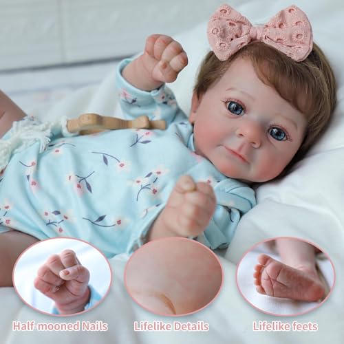 Lifelike Reborn Baby Dolls Girl - Felicia, 17-Inch Realistic-Newborn Baby Dolls with Weighted Soft Cloth Body, Real Life Cute Reborn Dolls with Gift Box for Kids Age 3+ - Thumbnail 4