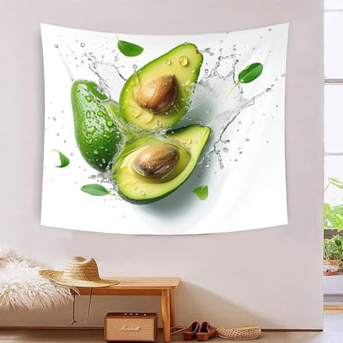 Tapisserie murale avocat avec impression 3D en polyester doux pour salon