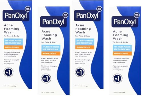 PanOxyl Acne Foaming Wash 10% Benzoyl Peroxide 5.5 oz (156 g),(Pack of 4)
