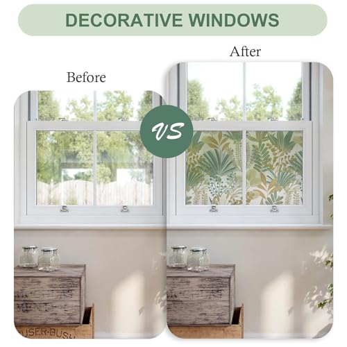 Película para ventana con diseño hoja verde 17.3" x 78.7" miniatura 6