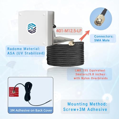 Maswell 4G LTE 5G Outdoor Antenna with Up to 5dBi Gain (700–6000 MHz), 5km Range, WiFi 6, IP67 Waterproof, UV-Stabilized, SMA-Male for 1x LTE Port Routers, Not for Speed Competition - Image 6