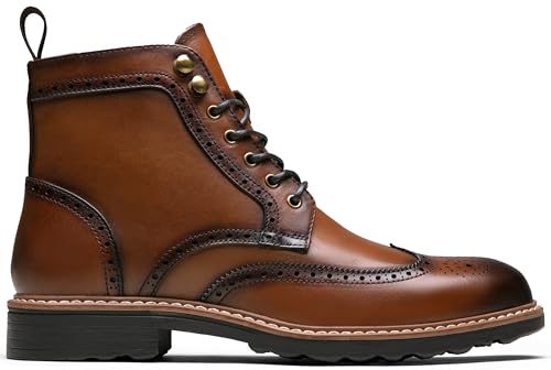 Image of Jousen Leather Boots for Men Dress Retro Classic Design Mens Boots Cap Toe Boot Black Rubber Sole